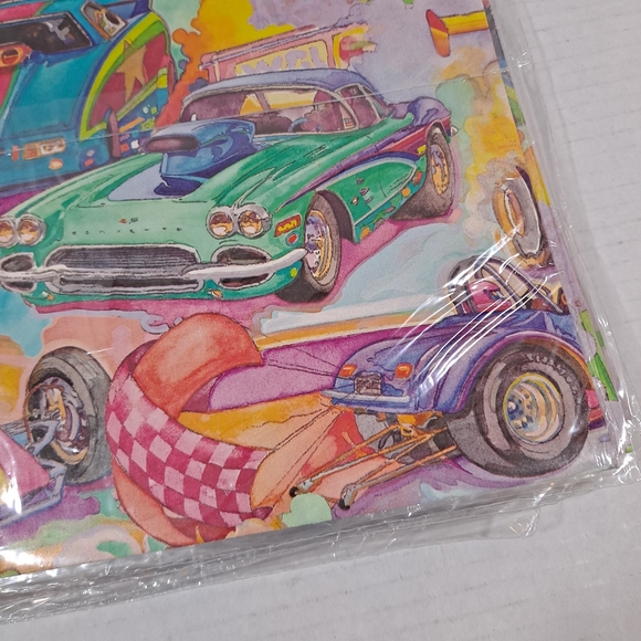 Vintage Hallmark Wrapping Paper Racing Cars Gift Wrap Lot of 27 NIP - Picture 9 of 10